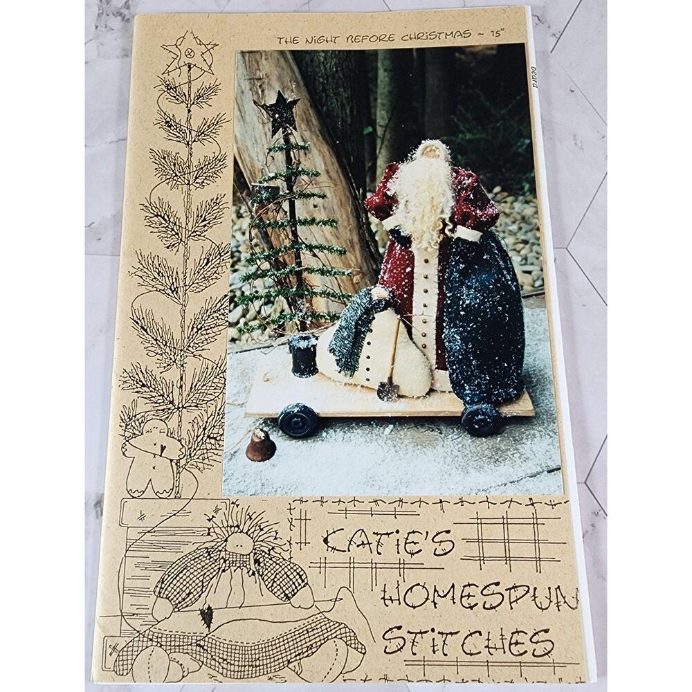 Katie's Homespun Stitches The Night Before Christmas 15" Santa Doll Pattern